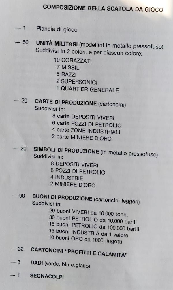Pagina del manuale del gioco da tavolo "Petrol war"